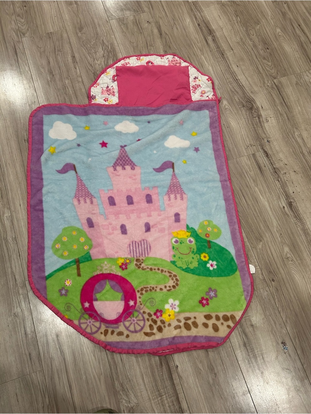 Kids Sleeping Bag Blanket - Pink Castle Print